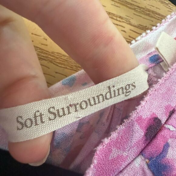 Soft Surroundings Brialla Pink Floral Blouse Top - size XL - Picture 7 of 8